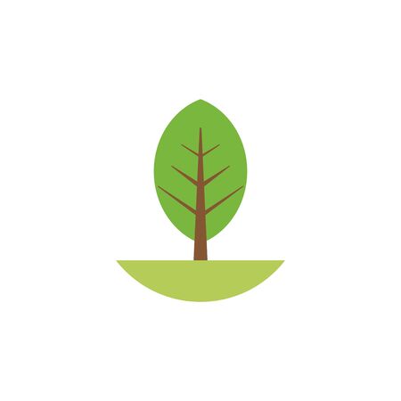 leafy tree natural flat styleのイラスト素材