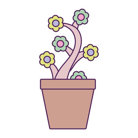 flower branch in pot plant fill lineのイラスト素材