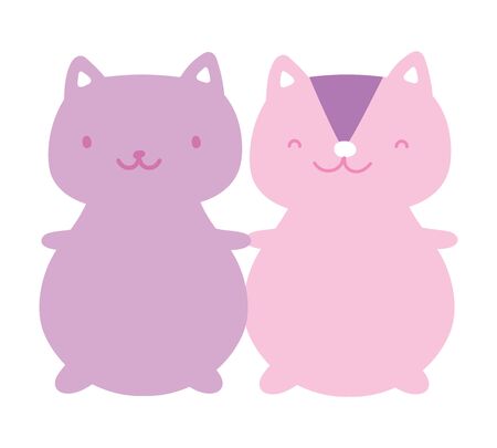 cute squirrel and cat cartoon charactersのイラスト素材