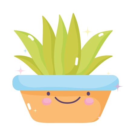 kawaii gardening cartoon potted plant decoration vector illustrationのイラスト素材