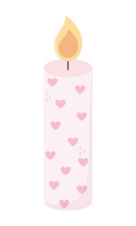 happy valentines romantic candle hearts love celebration decorationのイラスト素材