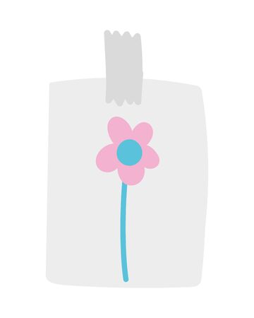 paper draw flower with adhesive tape on white background vector illustrationのイラスト素材