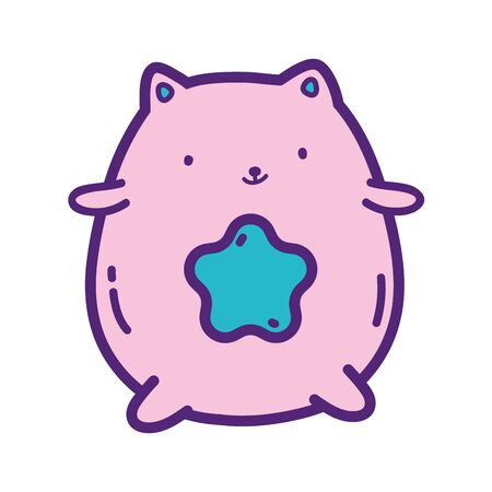 cute pink cat cartoon with star decorationのイラスト素材
