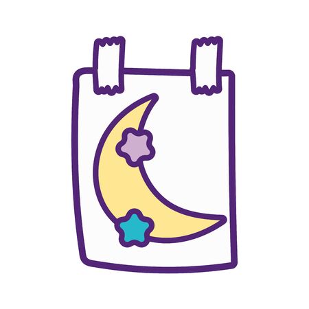 paper draw moon stars with adhesive tapeのイラスト素材