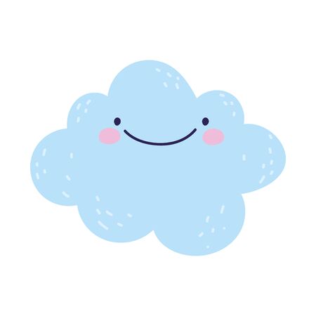baby shower cute blue cloud cartoonのイラスト素材