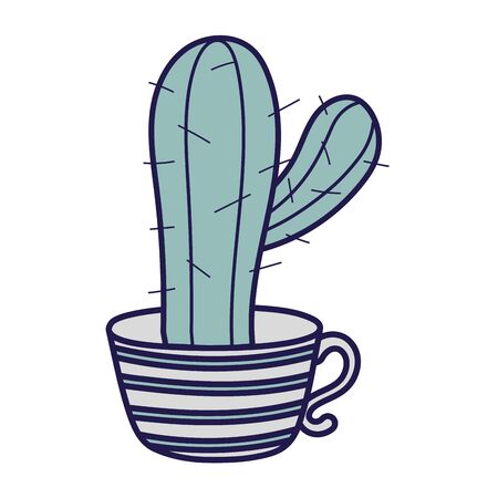 happy valentines day cactus in striped coffee cupのイラスト素材