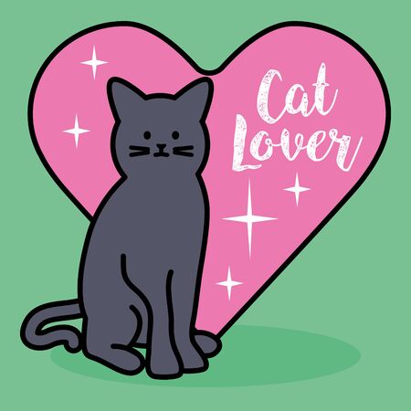 cute cat mascot adorable with heartのイラスト素材