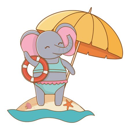 cute animal enjoying summer vacationsのイラスト素材