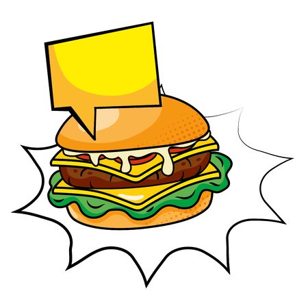 hamburger icon cartoon with speech bubble vector illustration graphic designのイラスト素材