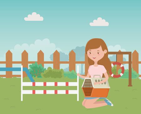 Park for mascot and girl cartoon designのイラスト素材