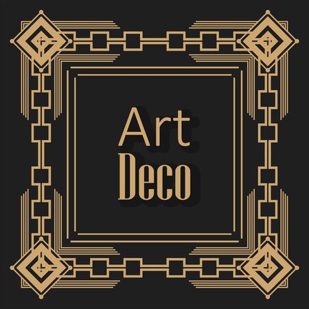 black background art deco framesのイラスト素材