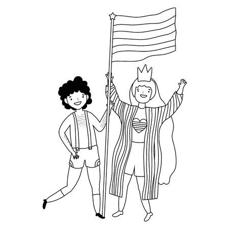 Woman and man supporting lgbt march design vector illustrationのイラスト素材