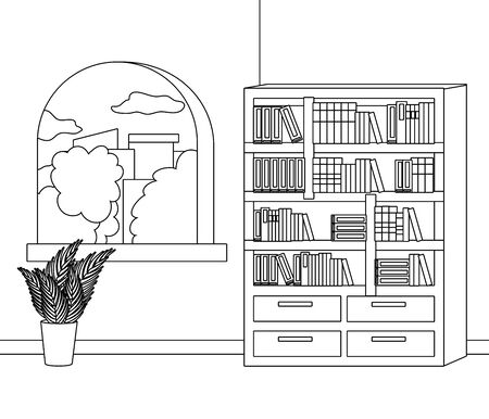 Home study room with books designのイラスト素材