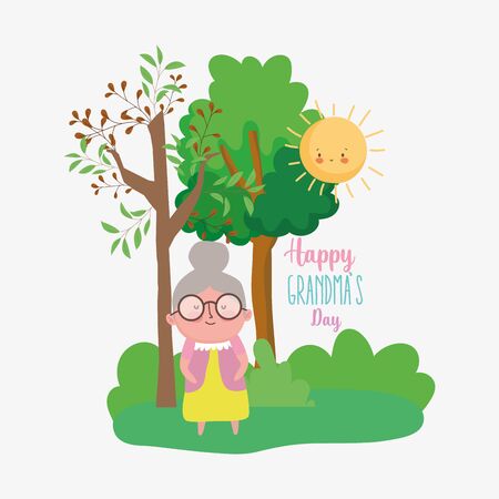 cute grandmother - happy grandparents day cartoon design vector illustrationのイラスト素材