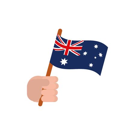 hand with flag australia icon on white background vector illustrationのイラスト素材