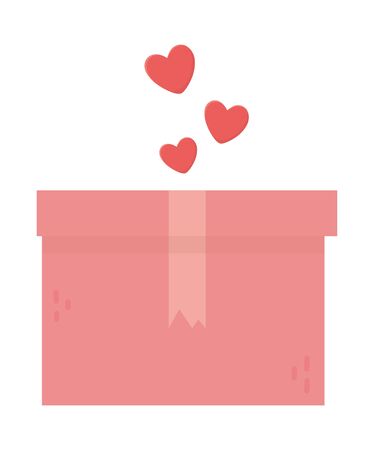 falling hearts in box charity and donation concept vector illustrationのイラスト素材