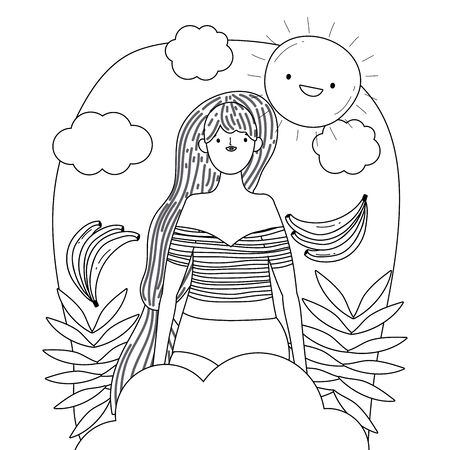 Girl with summer swimwear designのイラスト素材