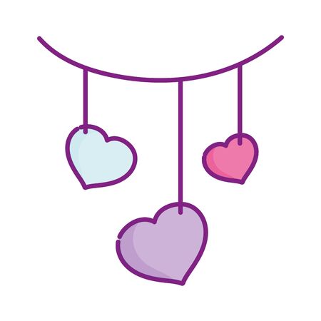happy valentines day, hanging hearts love decoration feelingsのイラスト素材