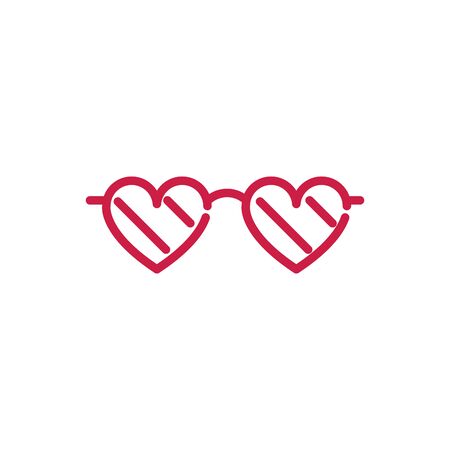 happy valentines day glasses shaped hearts love accessory red line designのイラスト素材