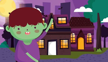 kids with costume halloween imageのイラスト素材
