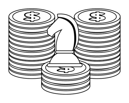 Isolated piece of chess and coins design vector illustrationのイラスト素材