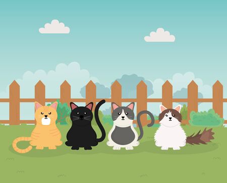 cats and dog sitting in the park pet careのイラスト素材