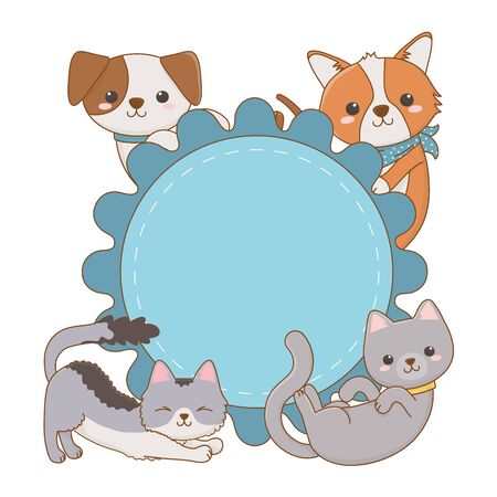 Cats and dogs cartoons design, Mascot pet animal domestic cute life nature and fauna theme Vector illustrationのイラスト素材