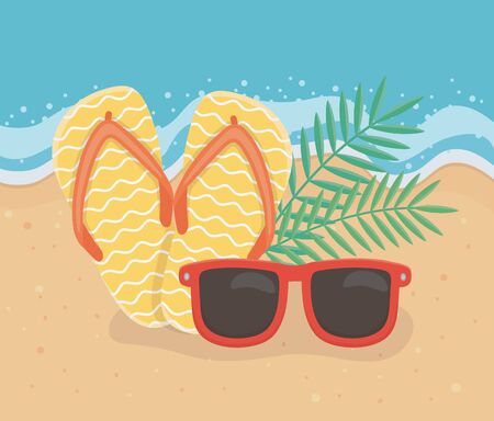 Summer and vacation icon set design, Beach tropical relaxation outdoor nature tourism island and season theme Vector illustrationのイラスト素材