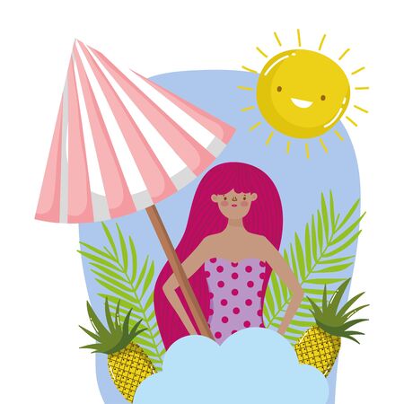 Girl with summer swimwear designのイラスト素材