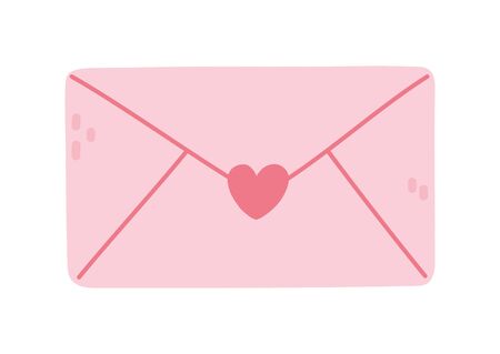 happy valentines day, pink envelope message letter card love vector illustrationのイラスト素材
