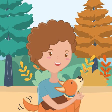 Girl with dog cartoon designのイラスト素材