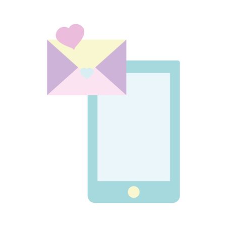 happy valentines day, smartphone envelope message heart loveのイラスト素材