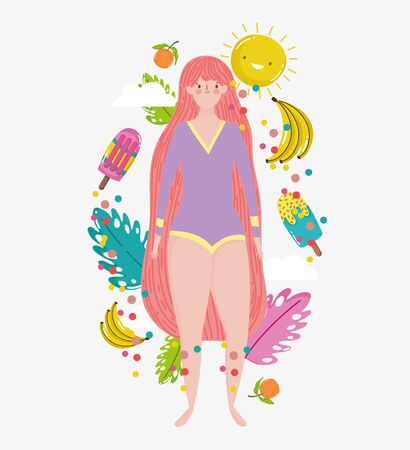 woman hello summer holiday designのイラスト素材
