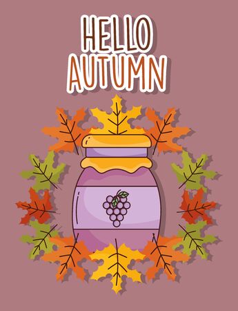 marmalade jar hello autumn design iconのイラスト素材