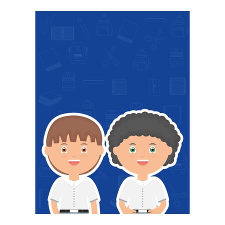 cute little students boys charactersのイラスト素材