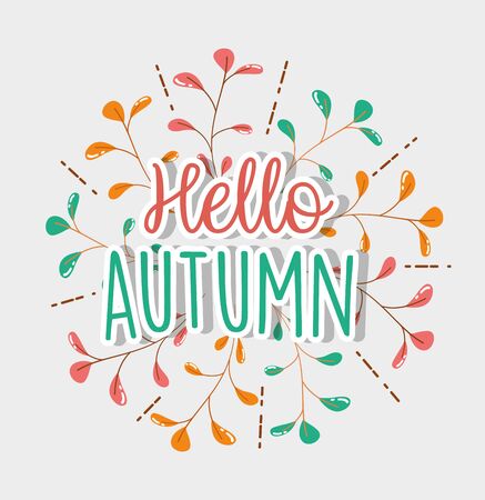 foliage leaves hello autumn seasonのイラスト素材