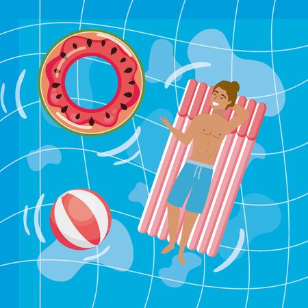 Boy with summer swimwear designのイラスト素材