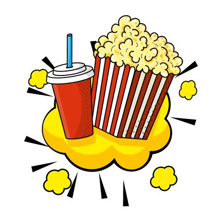 pop corn and soda  illustrationのイラスト素材