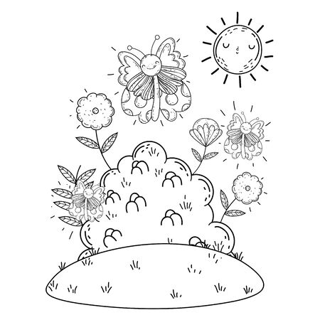 Isolated Butterfly draw cartoon designのイラスト素材