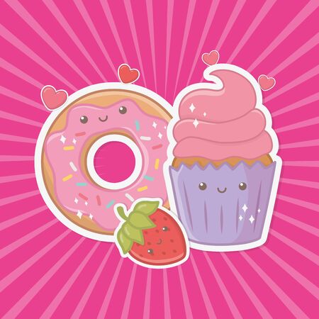 Sweet and delicious food designのイラスト素材