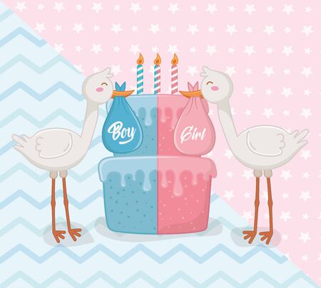 Baby shower of a girl and boy designのイラスト素材