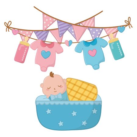 baby sleeping in a cradle vector illustrationのイラスト素材