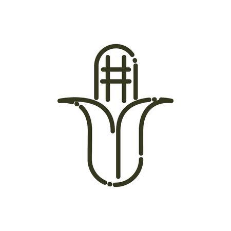 corn cob grain food nature line designのイラスト素材