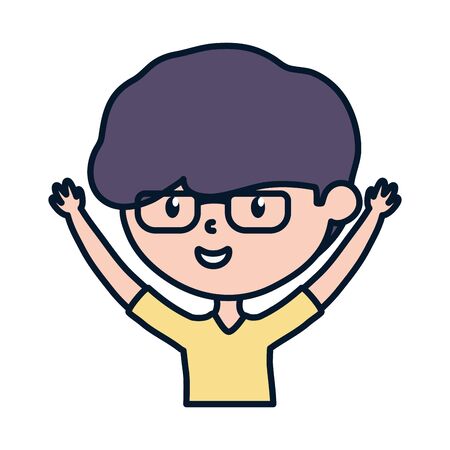 young guy hands up celebration cartoon characterのイラスト素材