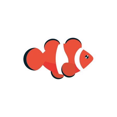 marine life, clown fish cartoon sea fauna animal on white backgroundのイラスト素材