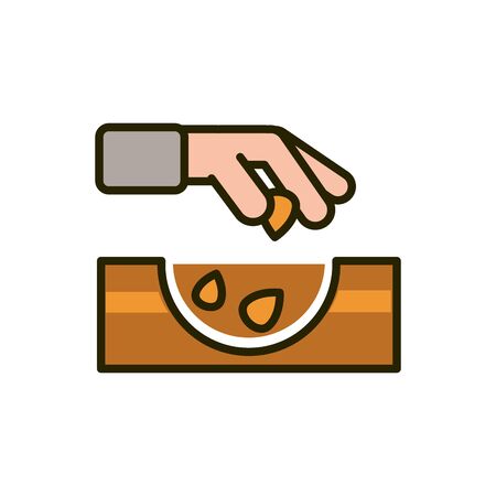 hand planting seeds agriculture nature drawing vector illustrationのイラスト素材