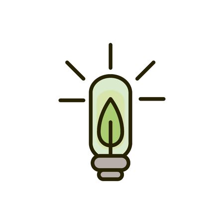 light bulb with leaf ecology nature drawing vector illustrationのイラスト素材