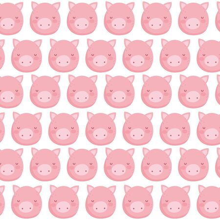 farm pig faces decoration textile background vector illustrationのイラスト素材
