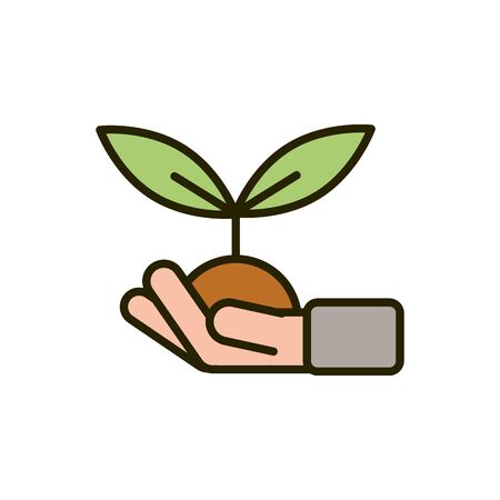 hand with plant soil growth nature drawing vector illustrationのイラスト素材