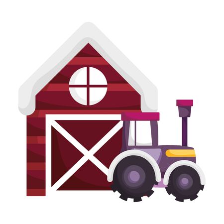 barn tractor farm animal cartoon vector illustrationのイラスト素材